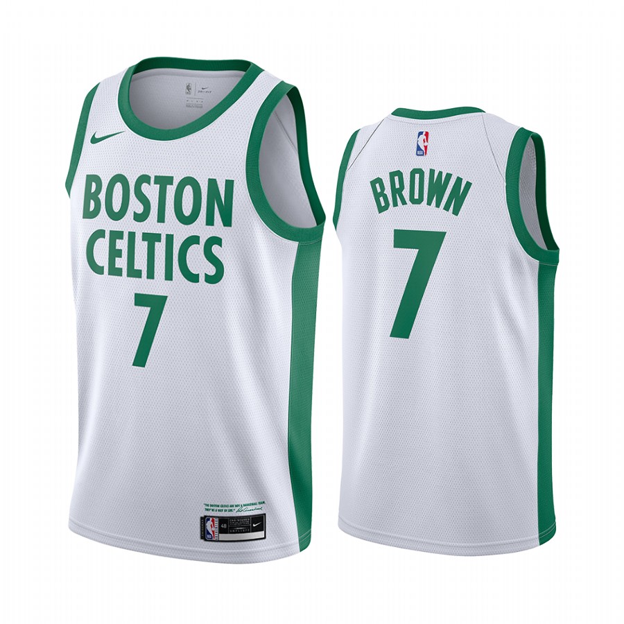 Men's Boston Celtics Jaylen Brown #7 White 2020-21 New Uniform City Edition Jersey 2401QVKC